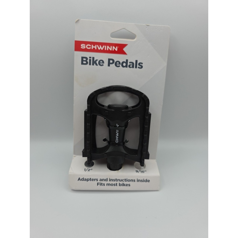Schwinn Black Universal Bicycle Pedals Set Pair with Adapters SW80246 1/2''&9/16